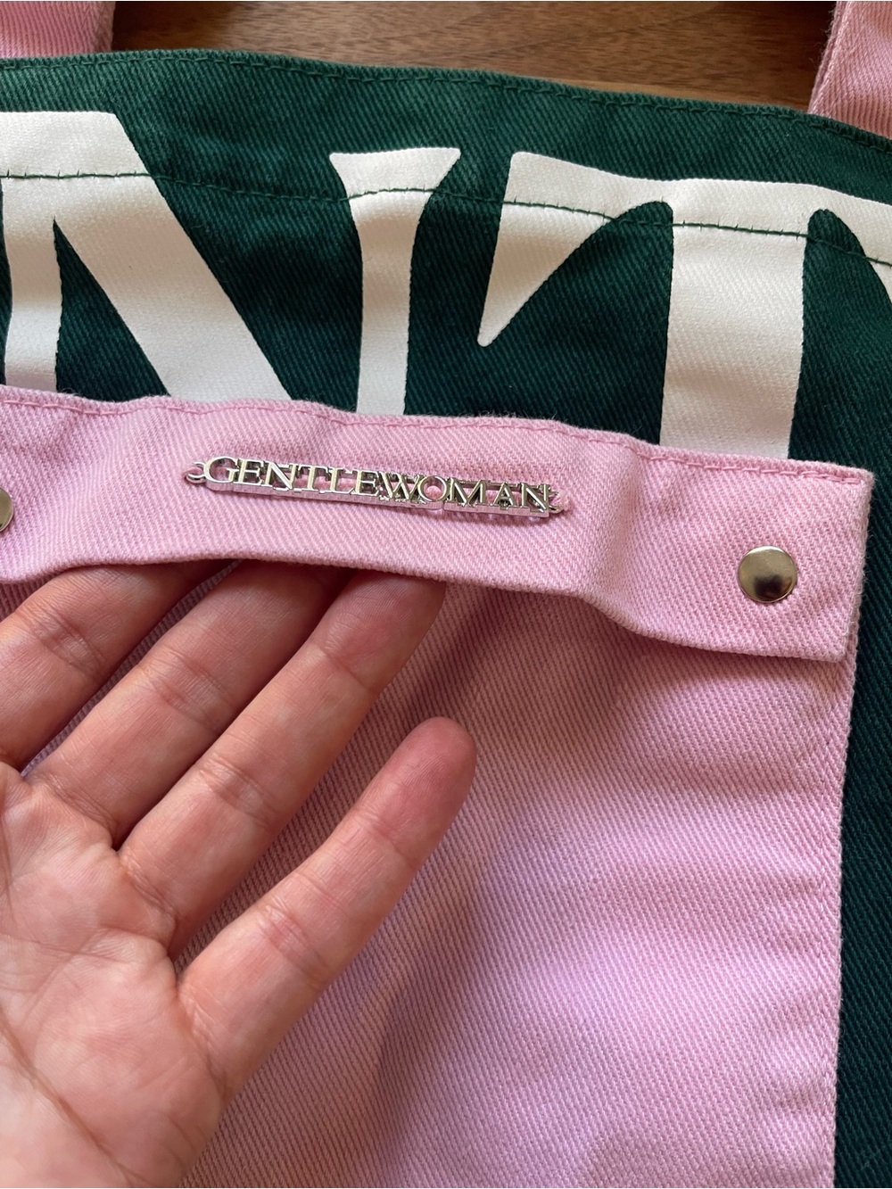 Gentlewoman Pink & Green Statement Tote Bag - Picture 5 of 9